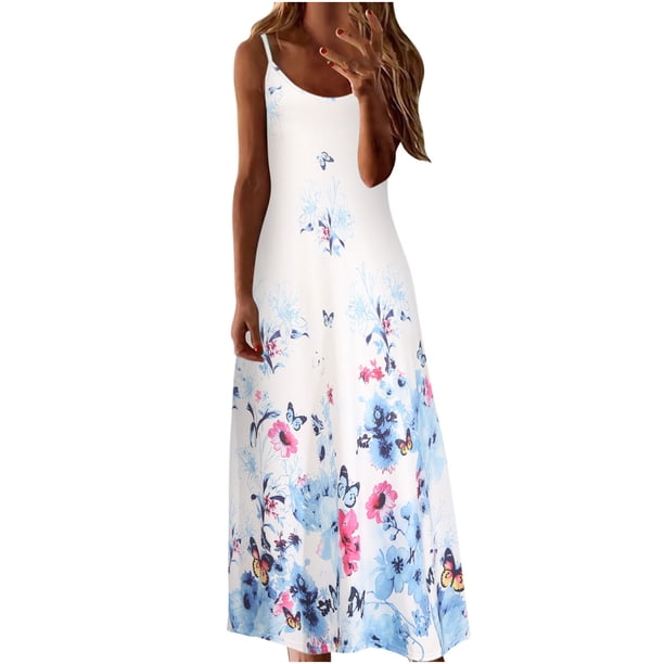 Vestidos de playa casuales de verano para mujer Vestido sin mangas con hombros descubiertos Fridja hjkh2986