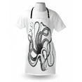 thumbnail image 4 of Octopus Apron, Vintage Style Old Engraved Illustration of a Sea Animal on Plain Backdrop, Unisex Kitchen Bib with Adjustable Neck for Cooking Gardening, Adult Size, White Charcoal Grey, by Ambesonne, 4 of 4