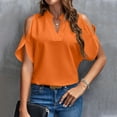 thumbnail image 2 of Yesfashion Womens Summer Cold Shoulder Tops Short Sleeve Front V Neck T Shirts Draped Blouses, 2 of 4
