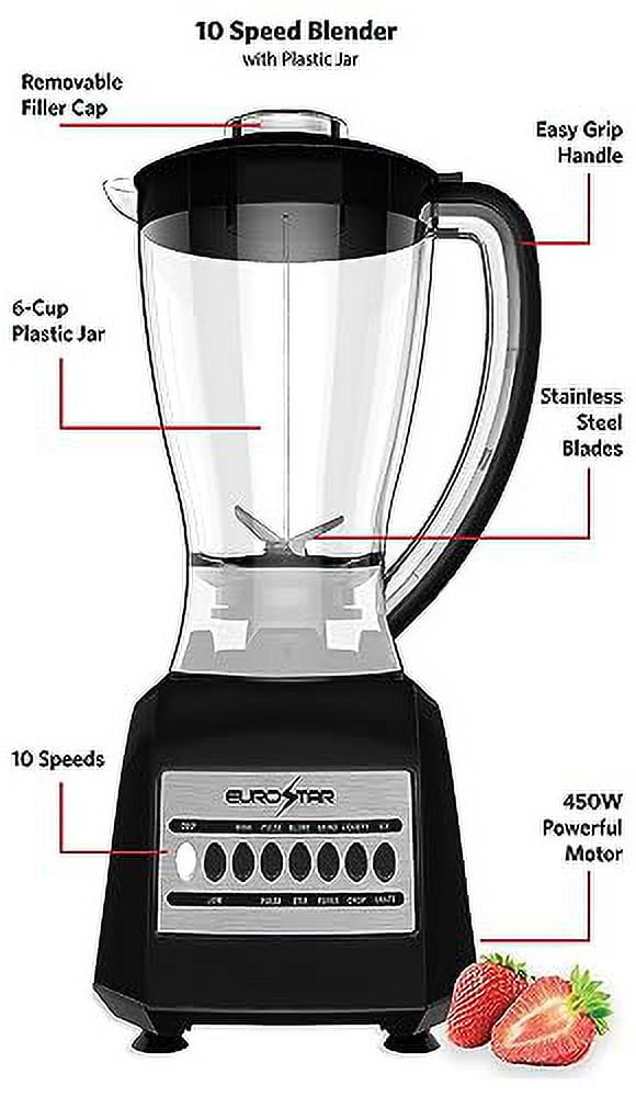 EUROSTAR Plastic Jar Blender, 6 Cup