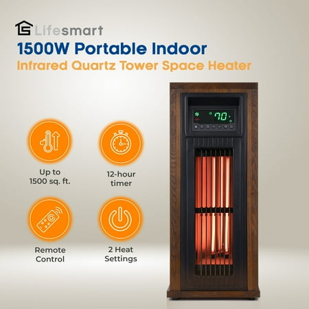 Lifesmart - 23 Inch Tower Heater with Oscillation - Brown