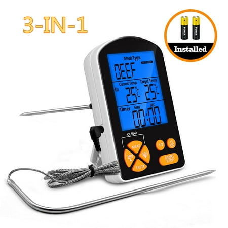 Wireless Meat Thermometer Remote Cooking Food Thermometer for Grilling Oven Kitchen Smoker BBQ Grill with Probe + 2 AAA