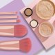 thumbnail image 3 of Juego de 5 brochas de maquillaje con estuche con espejo, brochas de maquillaje suaves, brochas de maquillaje cosméticas, brochas de maquillaje para uso diario, base en polvo (rosa), 3 of 5
