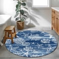 thumbnail image 3 of Small Round Rug 3Ft Washable Non-Slip, Navy Blue Coastal Circle Area Rugs for Living Room Bedroom, Summer Beach Nautical Starfish Coral Vintage Indoor Floor Mats Carpet Runner for Home Decor, 3 of 8