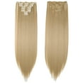 thumbnail image 2 of SAYFUT Womens Girls 26" Straight Full Head Clip in Synthetic Hair Extensions 8 Pieces 18 Clips 145g Ash Blonde Mix Bleach Blonde, 2 of 6