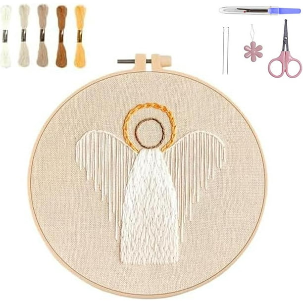 Kit de bordado navideño, kit de bordado de belén, kits de punto de cruz navideño, kit de bordado para principiantes para adultos, kit de bordado DIY para decoración del hogar (ángel)