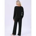 thumbnail image 5 of DARING DIVA Ribbed Knit Pajama 2 Piece Long Sleeve Top Pants Sleepwear S Black, 5 of 6