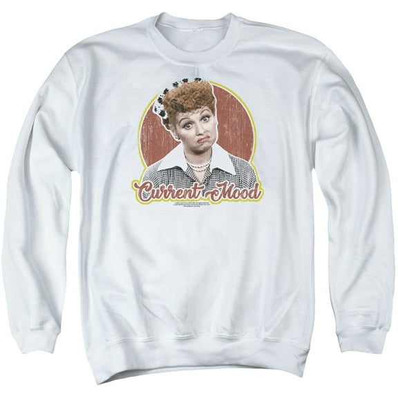 I Love Lucy Current Mood Adult Crewneck Sweatshirt White