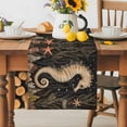 thumbnail image 2 of Burlap Table Runner 90 Inches Long, Marine Seahorse Starfish Coral Non-Slip Kitchen Table Runners for Dining Room Everyday Use Party Table Decorations Vintage Underwater World, 2 of 9