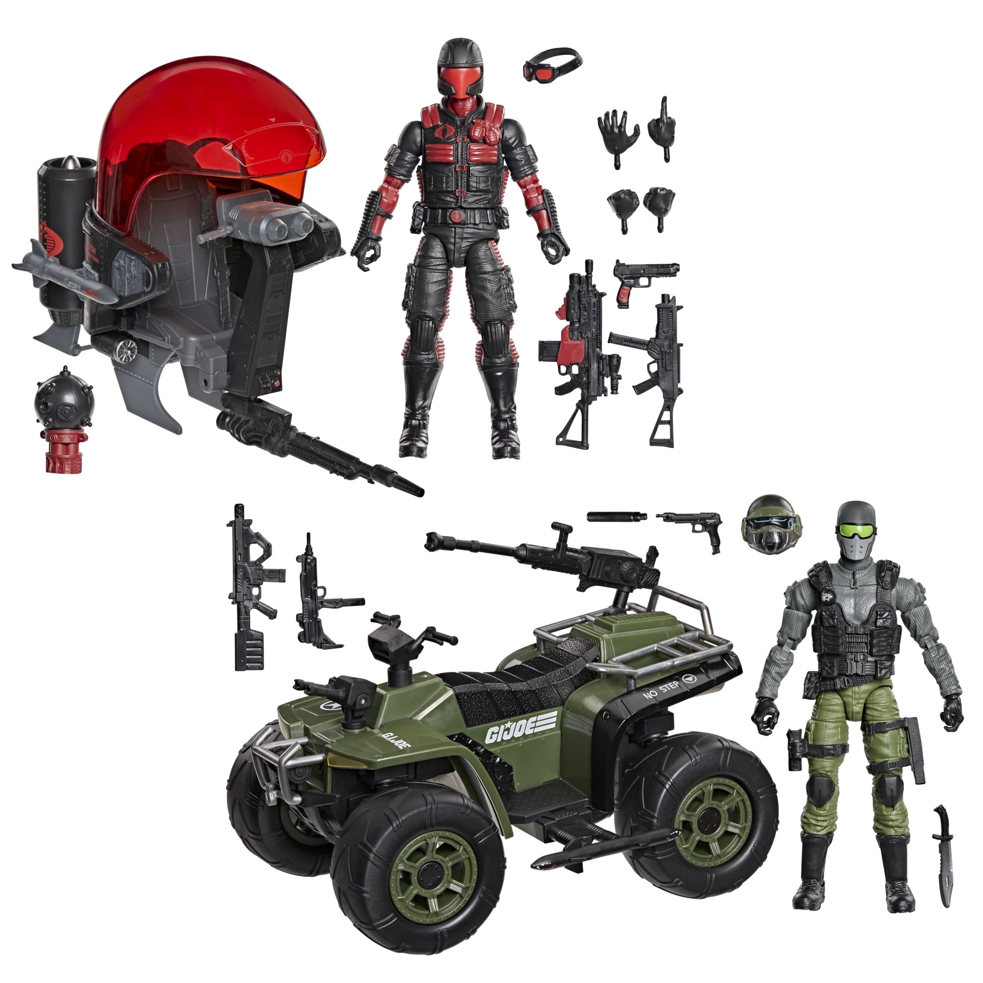 G.I. Joe Classified Series 218, Snake Eyes & Varmint ATV Vs. Stealth Viper & Cobra Stealth Flight Pod (Trubble Bubble), 6 Inch Action Figures & Vehicles