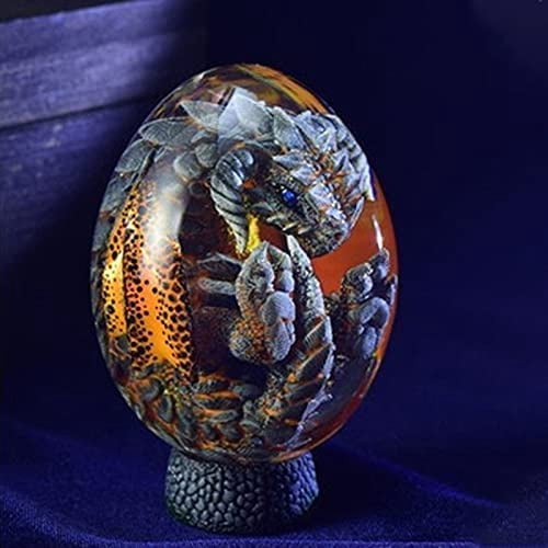 Œuf De Dragon En Lave En Résine - Décoration Cristal Avec Base Rocheuse - Objet De Collection Fantastique - Cadeau Pour Enfants Et Fans