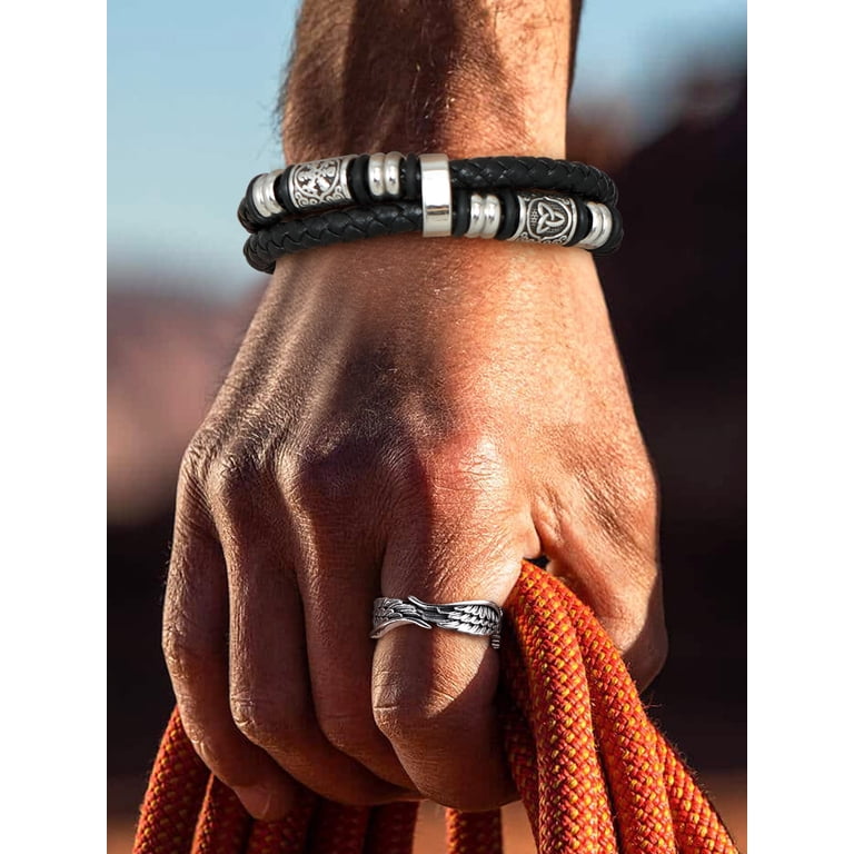 Bestyle Men Leather Bracelets Fashion Stainless Steel Celtic