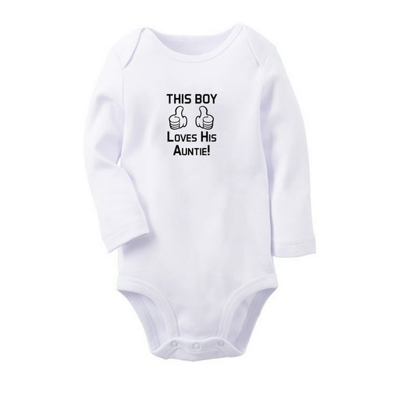 This Boy Loves His Auntie Funny Rompers, Newborn Baby Unisex Bodysuits, Infant Jumpsuits, Toddler 0-12 Months Kids Long Sleeves Oufits (White, 6-12 Months)
