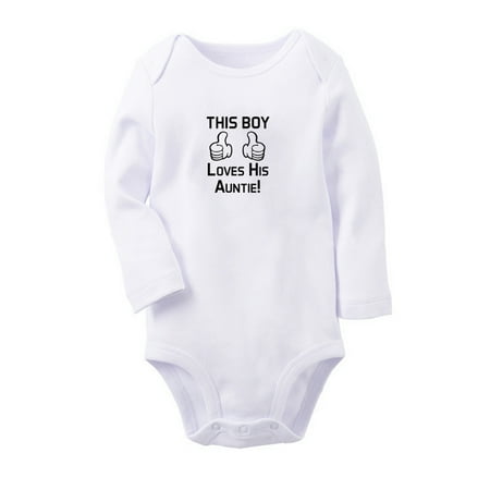 

This Boy Loves His Auntie Funny Rompers Newborn Baby Unisex Bodysuits Infant Jumpsuits Toddler 0-12 Months Kids Long Sleeves Oufits (White 6-12 Months)