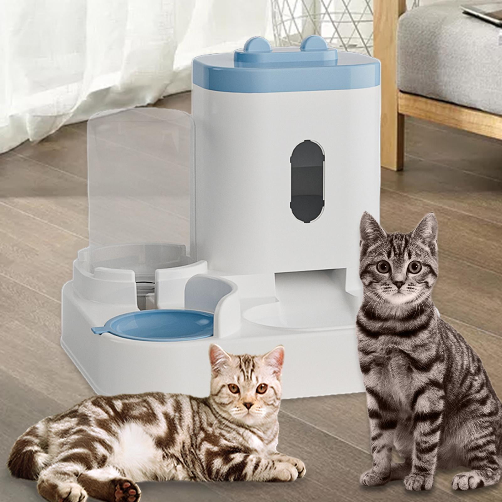 Bvdfgk 2 in 1 Automatic Pet Feeder Cat Food Dog Water Bowl Eating and Drinking Bowl Dog Blue