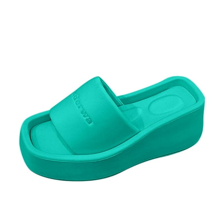 

Fsqjgq Slippers for Men and Women Fashion Spring Summer Women Slippers Non Slip Thick Sole Mid Heel Fish Mouth Open Toe Comfortable Solid Color Recovery Slides for Women Green 37
