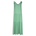 thumbnail image 5 of up to 60% off Gifts Usmixi Formal Dresses for Women Casual Plus Size Loose Flowy Ruffle Swing Tie Strap Long Dresses Round Neck Sleeveless Solid Summer Maxi Dress Green s, 5 of 6
