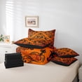 thumbnail image 6 of Homewish Vintage Western Dragon Bedding Comforter Set 7pcs, Orange Damask Flower Print Queen Bedding Sets, Hippie Mandala Style Reversible Queen Sheet Sets, Luxury Bedroom Decor, 6 of 8