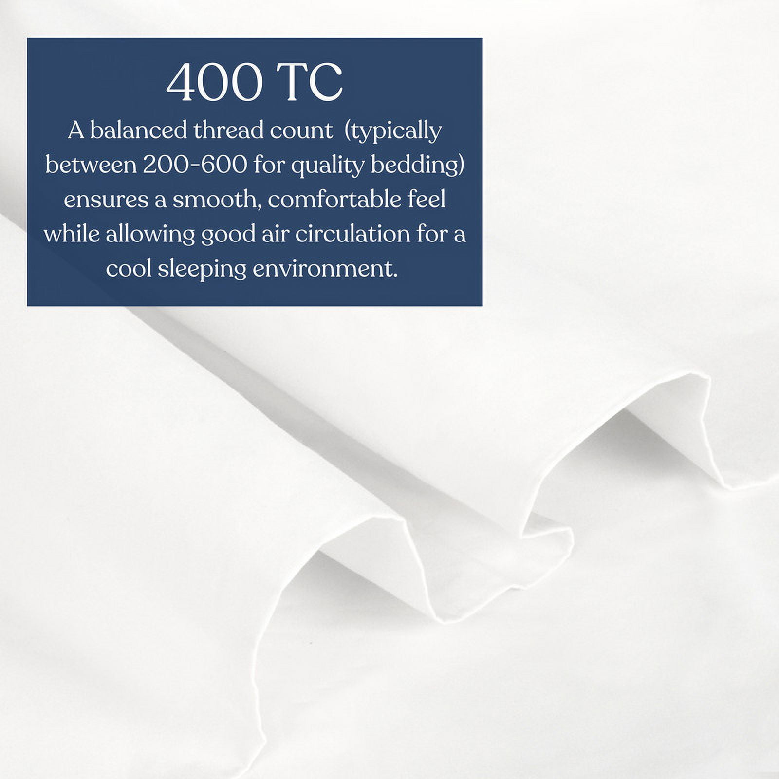 Delara Organic Cotton Percale Twin Fitted Sheet, 400 TC GOTS Certified, Soft Moisture-Wicking Breathable, White 39"x75" 16" Deep
