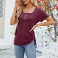 thumbnail image 4 of YM Dressy Casual Blouses for Women Plus Summer Solid Color Short Sleeve T-Shirts Crewneck Casual Plus Size Pullover Loose Fit Summer Fashion Clothes for Womens, 4 of 4