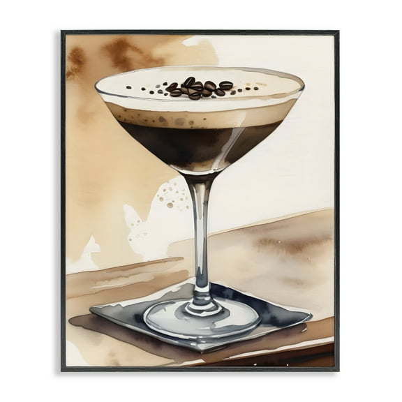 Stupell Industries Espresso Martini Watercolor Food & Beverage Painting Black Framed Art Print Wall Art, 11 x 14