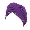 thumbnail image 2 of CUIYUAN Knotted Headwraps for Women Chemo Headwear Turban Soft Cancer Head Scarf Hats Beanie Elastic Hair Wraps Beanie Soft Sleep Caps Turban Hat for Women Head Wraps Purple, 2 of 5