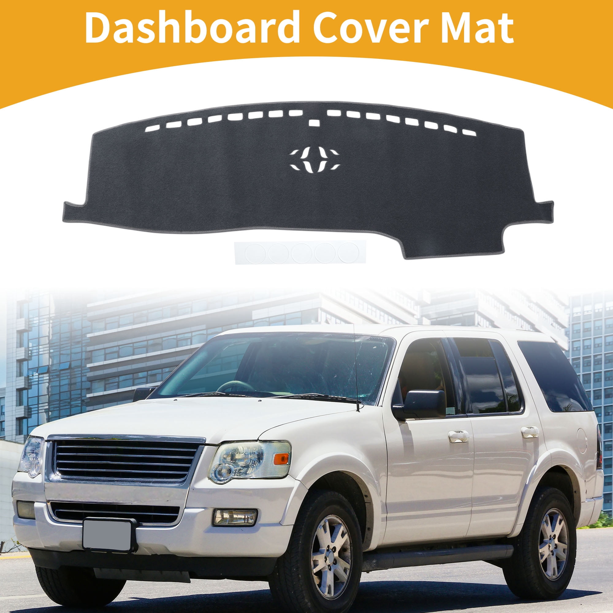 Unique Bargains Dashboard Cover Anti-Slip Dash Cover Mat Carpet for Ford Explorer 2020-2024 Polyester Gray