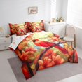 thumbnail image 3 of Manfei Cardinal Bird 7 Pieces Bedding Comforter Set for Teens Female Men,Red Flowers Full Bedding Set Lightweight,Merry Christmas Fitted Sheet Flat Sheet,Breathable Home Decor,Reversible, 3 of 8