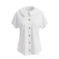 thumbnail image 4 of NinXxx Women‘s Lapel Collar Short Sleeve Blouse Button Front Loose Fit Top White XL, 4 of 5