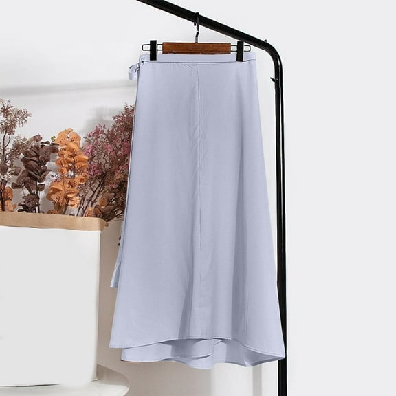 PNTUTB Women's Summer Commuter Fashion Solid Color One Piece Tie Waist Slit Casual Loose Comfortable Skirt