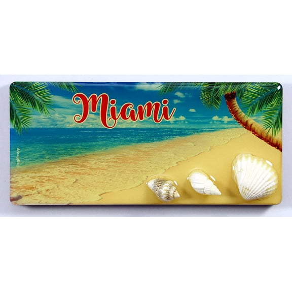 Miami Florida Palm Shell MDF Magnet 4.25" x 2" x 0.25"