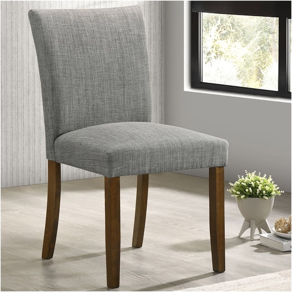 JERFIT Modern Grey Upholstered Dining Chairs Set of 2, Armless Side Chairs with Curved Back for Kitchen, Dining Room