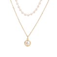 thumbnail image 2 of HEVIRGO Collier Chaîne Ras du Cou Double Couche Faux Perle Bijou Cadeau, Doré, 2 of 9