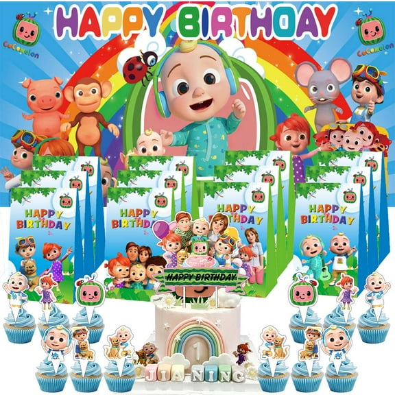 CocoBaby Treat Bags Candy Decorations Party Favor Supplies Birthday Cake Topper Backdrop Banner