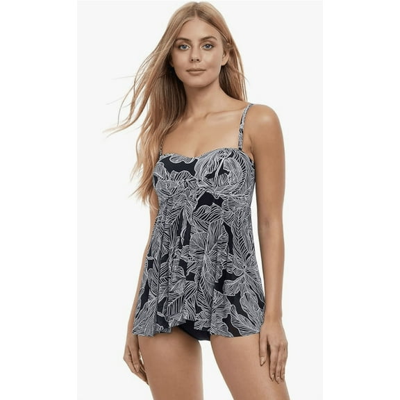 Profile by Gottex Women's Standard Soiree Flyaway One Piece, Black/White, 8