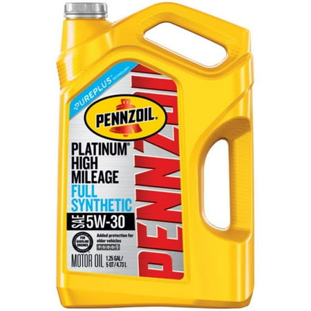 Pennzoil Platinum High Mileage 5W-30 Full Synthetic Motor Oil, 5 qt