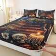 thumbnail image 3 of Manfei Kids Vintage Books Full Size Sheets, Gothic Skeleton Skull Bed Sheets, Western Mid Century Sheet Sets, Microfiber Bedroom Decor, 4-Piece, 3 of 7