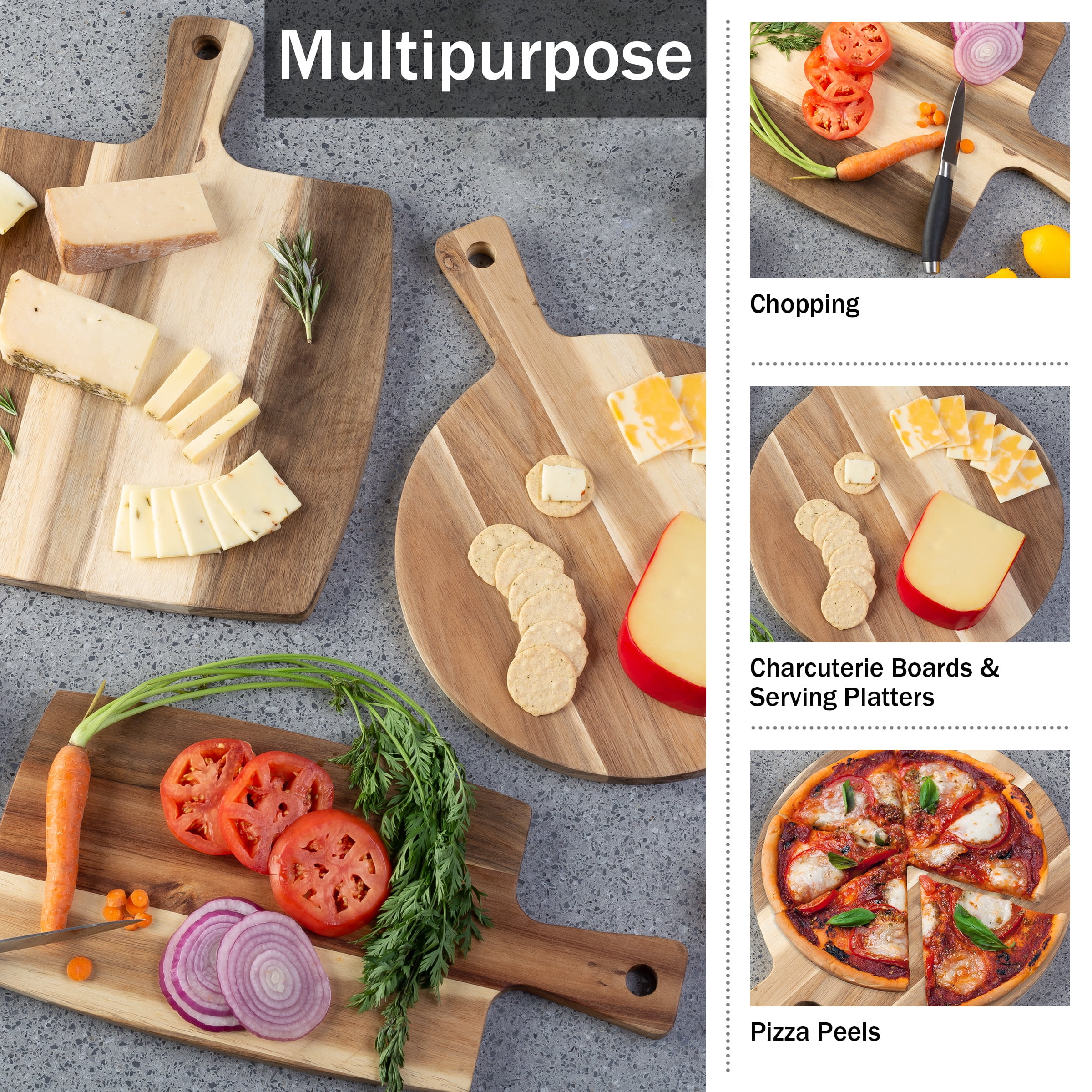 Classic Cuisine 3PC Acacia Wood Cutting Board Set