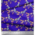 thumbnail image 3 of Soimoi Blue Cotton Voile Fabric Autumn Leaves & Woodpecker Bird Print Fabric by the Yard 58 Inch Wide, 3 of 3