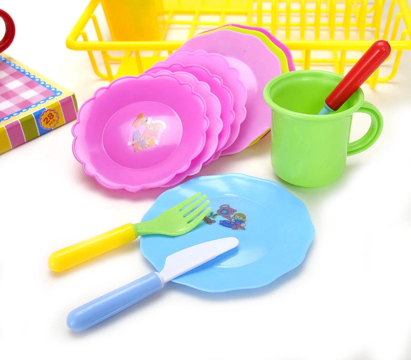PlayWorld Kitchen Connection Play Dishes Kitchen Wash and Dry Tea Playset 27 Pieces