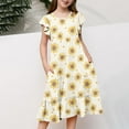 thumbnail image 5 of RXIRUCGD 2025 Vêtements d'Été pour Enfants Filles Robe Imprimée à Fleurs Manches Courtes Poches à Volants Col Rond pour Enfants, 5 of 5