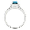 thumbnail image 4 of Clara Pucci 18K White Gold 1.56 Simulated Turquoise Engraveable Engagement Ring + Wedding Band Set, 4 of 7