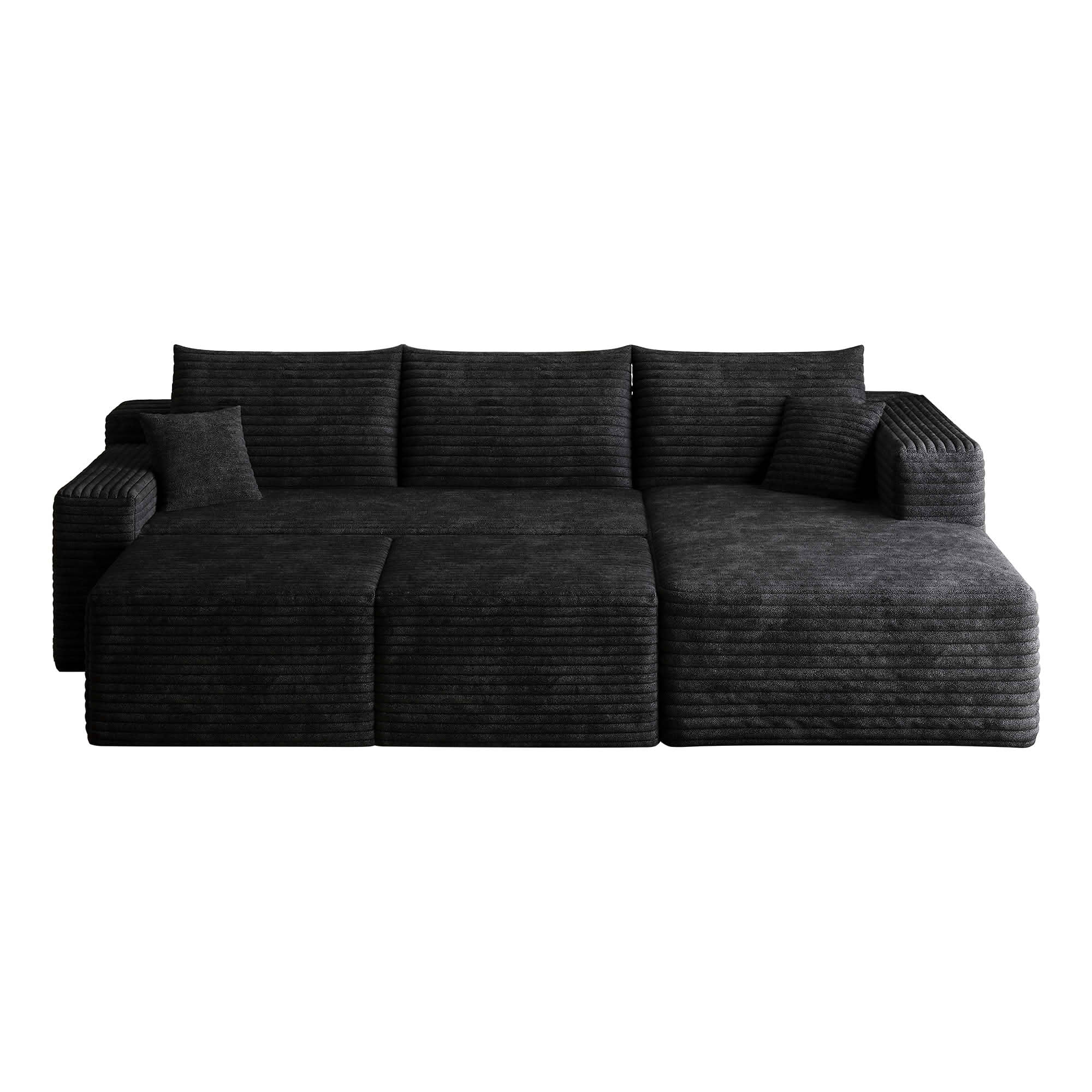 MAYEERTY 95 Inch U‑Shaped Cloud Sectional Sofa with 2 Ottomans, Modern Deep‑Seat Corner Couch, Plush Corduroy Reversible Sofa, No‑Assembly for Living Room Bedroom Apartment