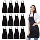 thumbnail image 1 of NOBONDO Paquete de 12 delantales con pechera – Delantal unisex negro a granel con 2 bolsillos espaciosos, lavable a máquina para cocina, manualidades, dibujo de barbacoa, 1 of 5