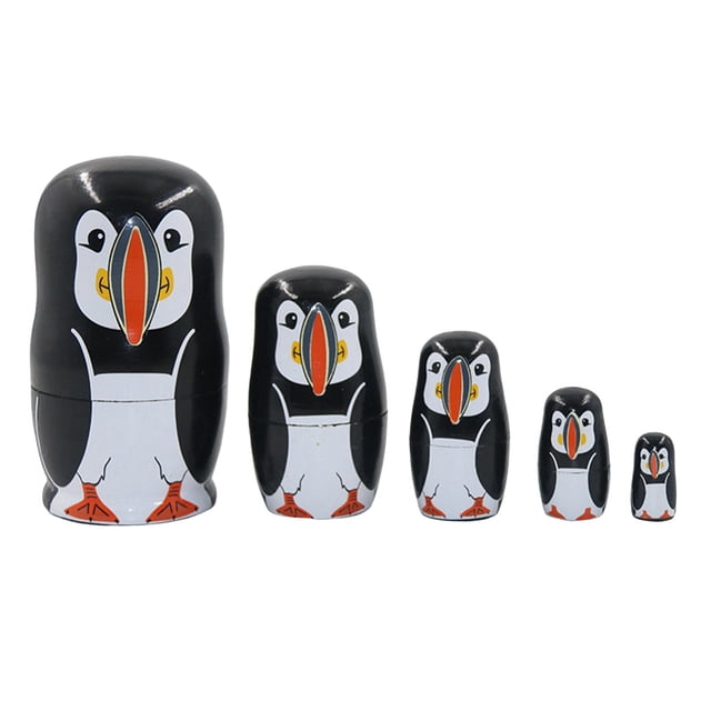 Precioso Pingüino Anidando Muñecas Matryoshka Conjunto de 5 Uds Niñas Regalos Pinturas Hecho a Mano Decoración de La Habitación Hecho a Man CUTICAT muñeca rusa de anidación
