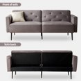 thumbnail image 7 of Mxfurhawa Futon Sofa Bed, 74" Convertible Sleeper Couch, Upholstered Loveseat with Adjustable Back, Arms and Metal Legs, Memory Foam Cushion, Suit for Living Room Office(Velvet - Dark Grey), 7 of 7