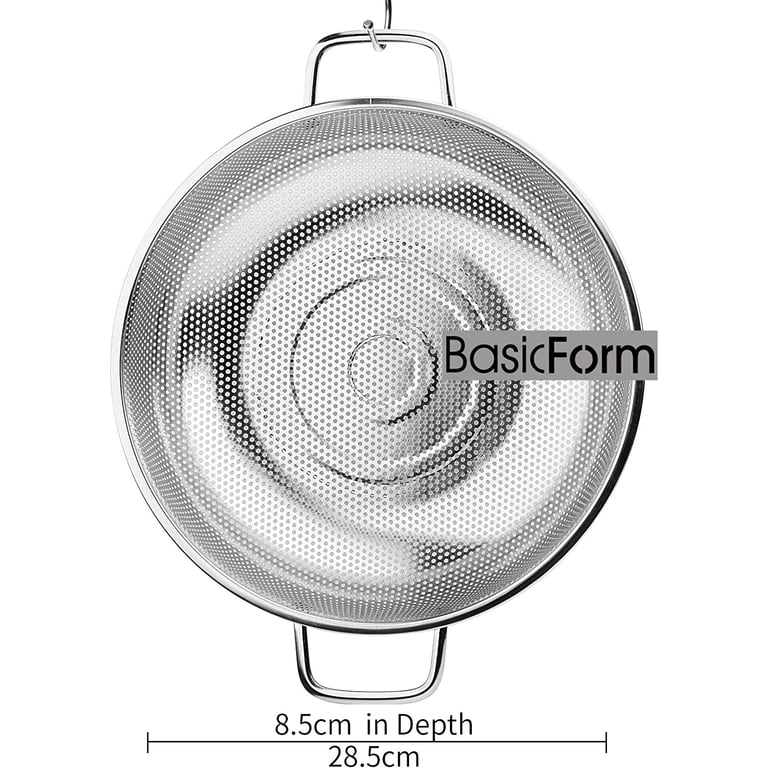 Gseagtia Grosse GRÖSSE Micro-Perforierte Sieb mit Groß Griff und Basis Edelstahl 28,5 cm,MEHRWEG