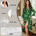 thumbnail image 6 of Yuyamidu Green Leaf Robes for Women V-Neck Nightgowns Casual Ladies Loungewear Soft Bathrobe Sleepwear St. Patrick's Day Mid-Length Night Robe Loose Long Sleeves Kimono Robe Size M, 6 of 7