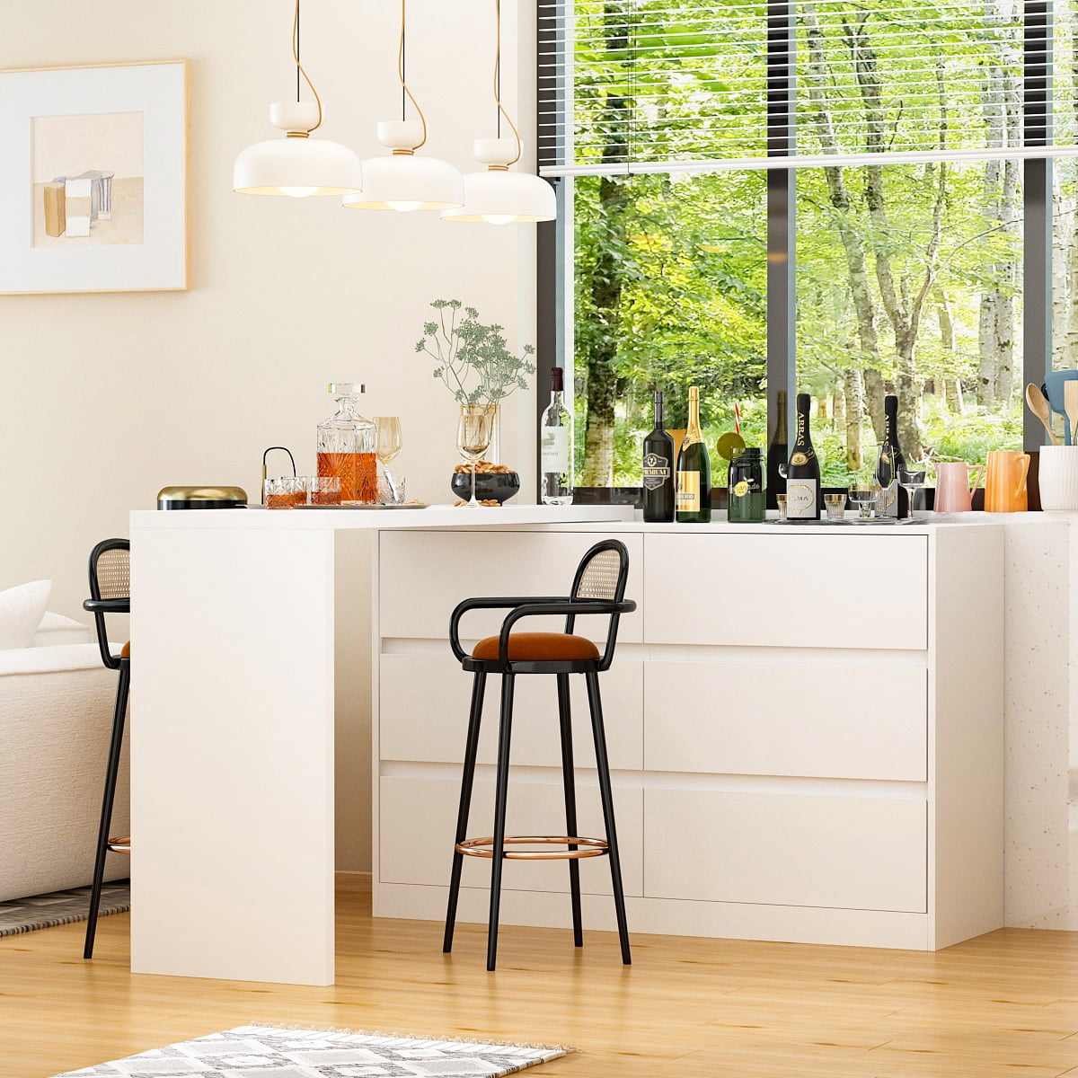 MONSLIPA Rotating White Drawer Dresser, Storage Cabinet with 6 Drawer for Home Office Bedroom