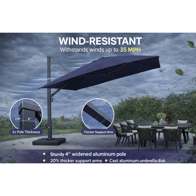 11 heavy duty wind resistant outdoor patio table umbrella 3 Tiers Umbrella Khaki / 9FT Equipped with a movable base MASTERCANOPY Patio Umbrella for Outdoor